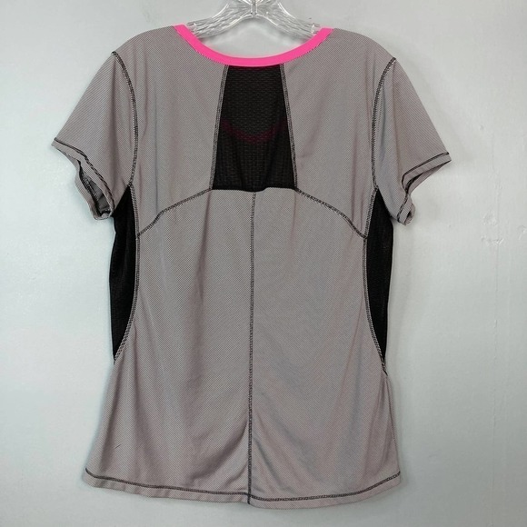 Hannah H2 Black Pink Striped Breathable Mesh Inset Short Sleeve Shirt Size L - Picture 12 of 12